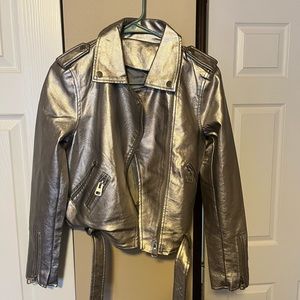 Women’s Silver Leather Jacket